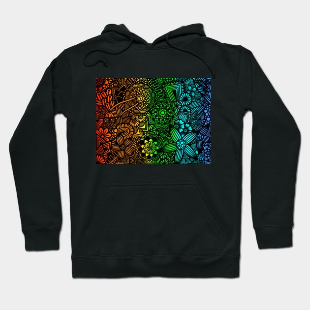 Rainbow Zentangle Pattern Hoodie by MyownArt